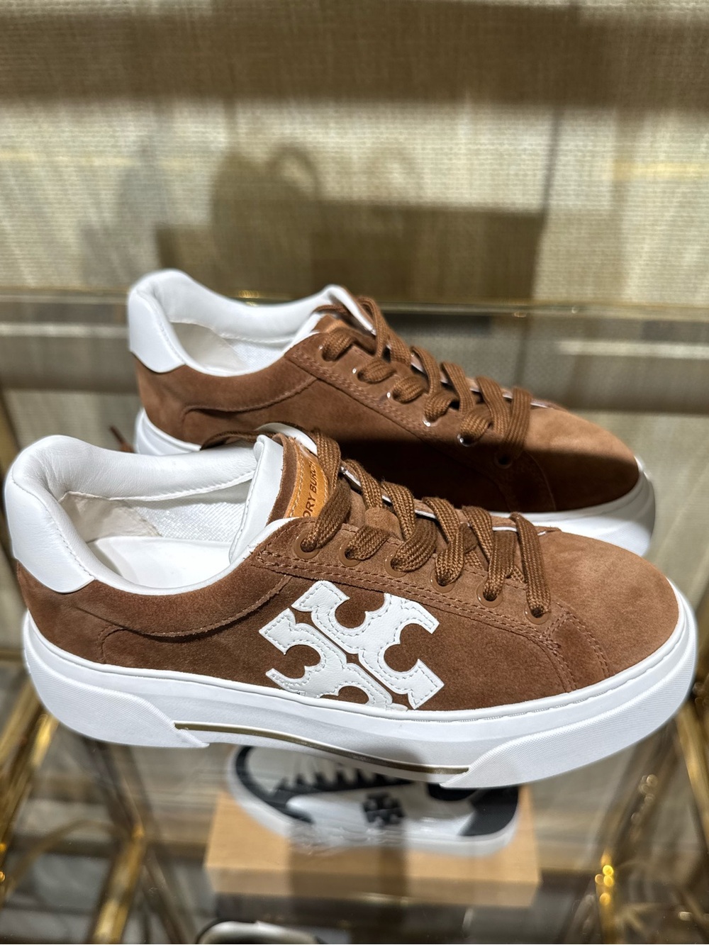 Tory Burch Signature T-Logo Color Block Platform Leather Sneaker Shoes